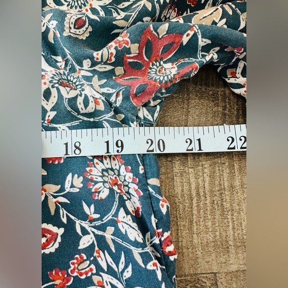 Beach Lunch Lounge size Large Navy Blue & Red Floral Boho Peasant Tunic Top - Picture 12 of 14